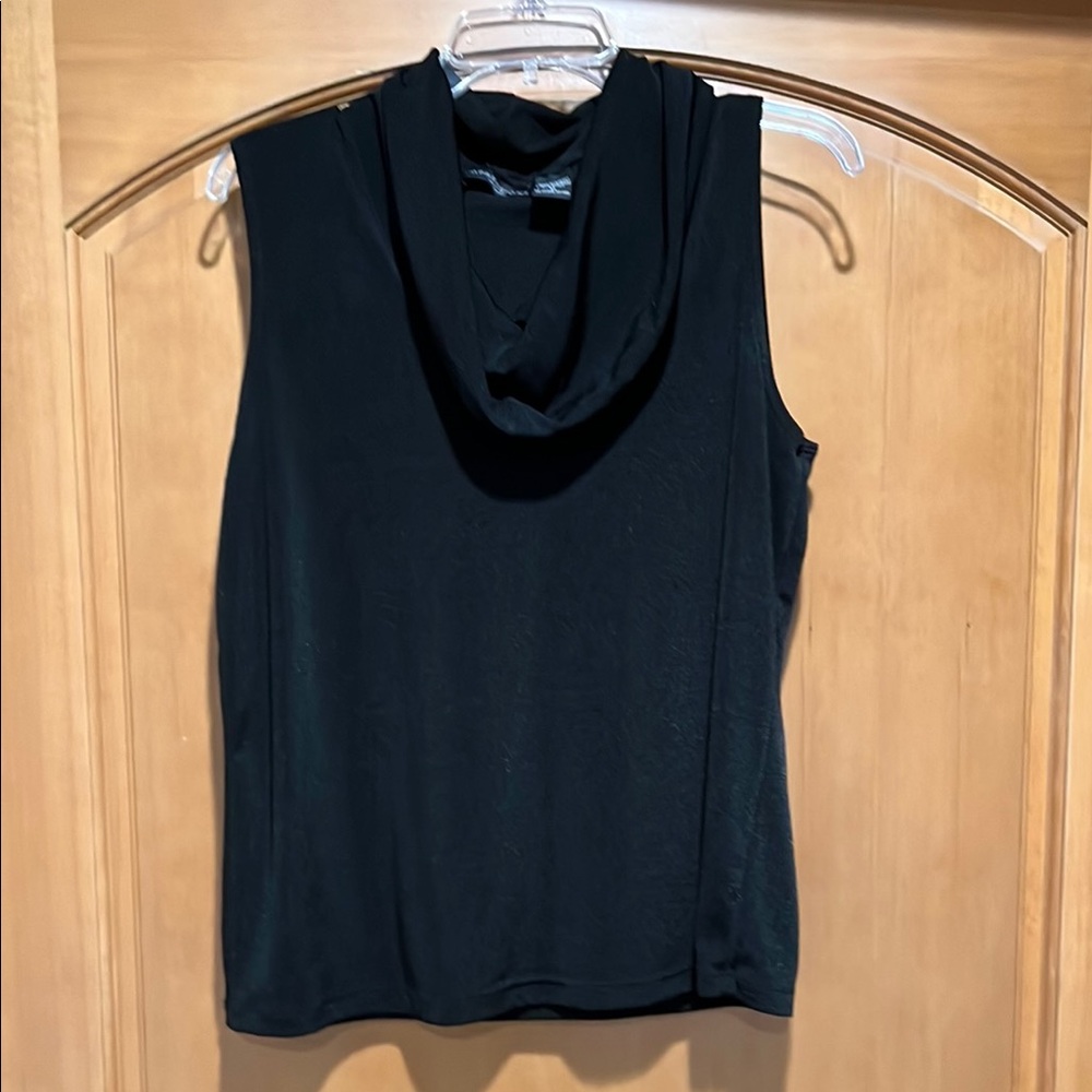 Impressions Black Sleeveless Tank Top with Cowl Neck